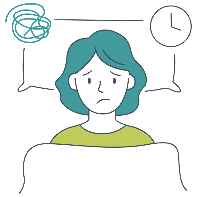 Illustration of a person awake in bed with widespread discomfort