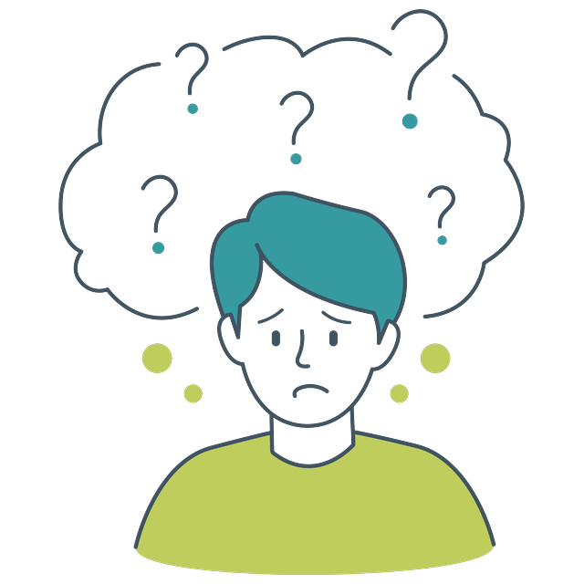 Illustration of a person with question marks clouding their thoughts